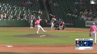 Carlos Jorge singles on a line drive to shortstop Gregory Barrios. Trey Faltine scores.