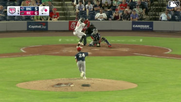Charlie Szykowny triples (2) on a sharp line drive to center fielder Jose Ramos. Parks Harber scores.