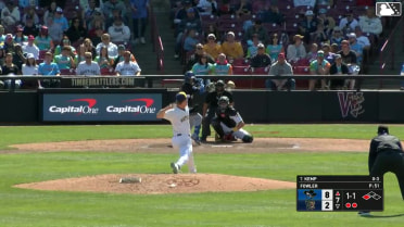 Tyriq Kemp singles on a ground ball to shortstop Daniel Dickinson. Derlin Figueroa scores.