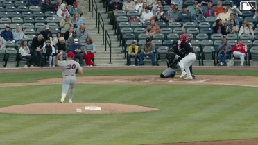 Shane Sasaki homers (1) on a line drive to right field.