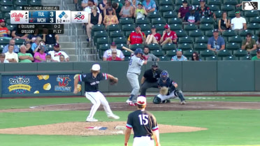 Hayden Gilliland doubles (3) on a sharp line drive to center fielder Khadim Diaw. Kole Myers scores. Taylor Young scores.