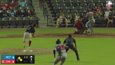 Caleb Bartolero singles on a ground ball to center fielder Austin Hendrick, deflected by second baseman Julio Carreras. Jake Munroe scores. Jacob Cozart to 3rd. Caleb Bartolero to 2nd.