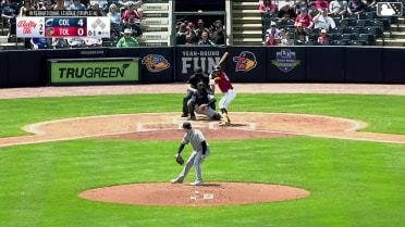 Max Burt homers (1) on a fly ball to left center field.