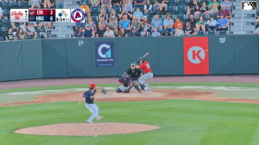 John Peck doubles (17) on a sharp line drive to left fielder Sam Petersen. Brett Callahan scores.