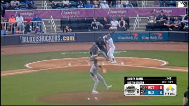 Jordyn Adams singles on a ground ball to left fielder Gustavo Campero. Damon Keith scores.