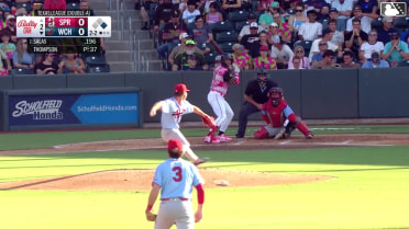 Jose Salas homers (6) on a line drive to right field. Garrett Spain scores.