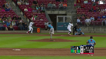 Enrique Jimenez homers (1) on a fly ball to right center field.