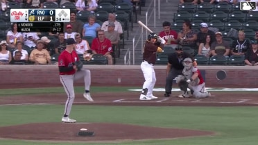 Nate Mondou triples (1) on a sharp line drive to right fielder Kristian Robinson.