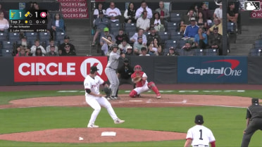 Luke Stevenson singles on a ground ball to right fielder Mathieu Vallee. Anthony Donofrio scores. Jonny Farmelo to 3rd.