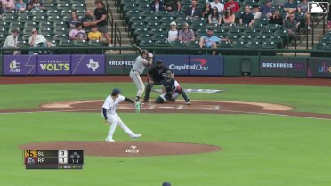 Josh Lowe homers (1) on a fly ball to right field.