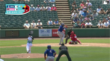 Yohairo Cuevas doubles (4) on a fly ball to center fielder Wuilfredo Antunez. Ronald Hernandez scores.