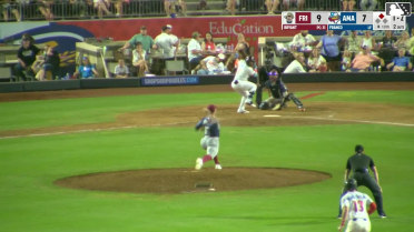 Junior Franco singles on a ground ball to right fielder Orlando Martinez. Ben McLaughlin scores.