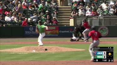 Jacob Berry singles on a ground ball to right fielder Ryan Noda. Andrew Pintar scores. Jacob Berry to 2nd.