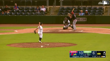 Thomas Saggese out on a sacrifice fly to left fielder Ben Gamel. Matt Koperniak scores.