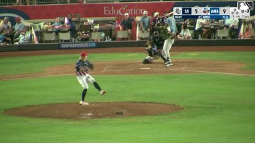 Alex McCoy homers (4) on a fly ball to center field.