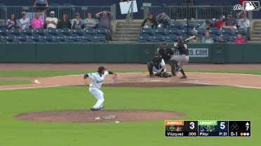 Luis Vázquez homers (1) on a fly ball to left center field.