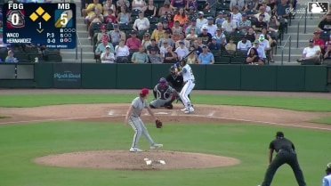 Alexis Hernandez out on a sacrifice fly to left fielder Nick Peoples. Jairo Diaz scores.