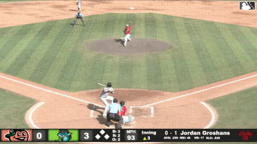 Jordan Groshans singles on a soft line drive to center fielder Brendan Jones. Luke Waddell scores.