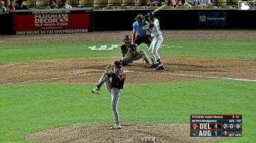 Nick Montgomery homers (4) on a fly ball to left center field.