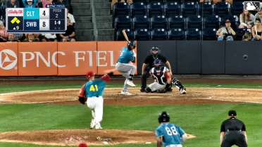 Mario Camilletti doubles (17) on a sharp ground ball to right fielder Yanquiel Fernández. Ryan Galanie scores. Korey Lee scores. Junior Perez scores.