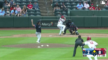Noah Mendlinger doubles (10) on a fly ball to left fielder Miguel Briceno. Travis Honeyman scores.