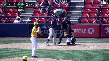 Ryan Nicholson doubles (13) on a sharp line drive to center fielder Roldy Brito. David Mershon scores. Harold Coll scores.
