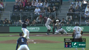 Jeimer Candelario singles on a line drive to center fielder Victor Labrada. Nelson Rada scores. Kyren Paris scores.
