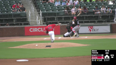 Leo Balcazar singles on a ground ball to center fielder Ryan Burrowes. Jay Allen II scores.