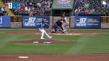 Jake Cunningham homers (8) on a line drive to left field.