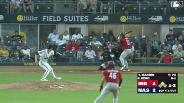 Derek Berg singles on a line drive to center fielder Luis Matos. Duce Gourson scores.