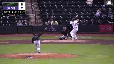 Caleb Bonemer homers (9) on a fly ball to left field. Ely Brown scores.