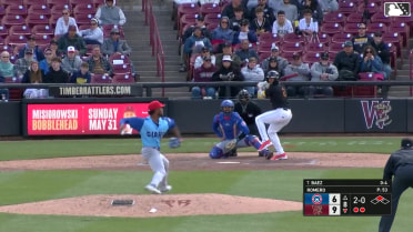 Juan Baez homers (1) on a line drive to left field. Tayden Hall scores.