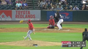 George Feliz doubles (5) on a line drive to center fielder Hayden Alvarez. Dervy Ventura scores. Connor Dykstra scores.
