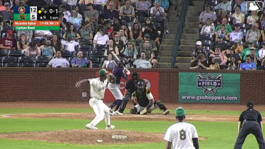 Nicandro Aybar singles on a line drive to center fielder Dylan Palmer. Ryan McCoy scores.