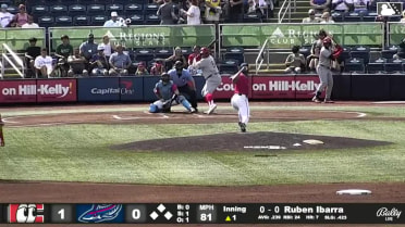 Ruben Ibarra out on a sacrifice fly to left fielder Emaarion Boyd. Jay Allen II scores.
