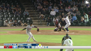 Stone Russell homers (2) on a fly ball to right center field. Sean Gamble scores.