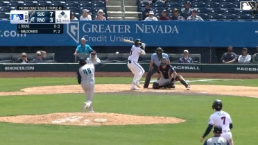 Anderdson Rojas doubles (5) on a line drive to right fielder Reylin Perez. Tommy Troy scores.