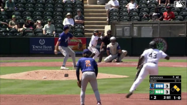 Payton Eeles singles on a line drive to center fielder Homer Bush Jr. Jhonkensy Noel scores. Tommy Pham to 3rd.