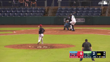 Carlos Santana out on a sacrifice fly to center fielder Cam Cannarella. Kyle Farmer scores.