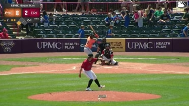 Aron Estrada singles on a ground ball to right fielder Chris Meyers. Johnny Tincher scores.