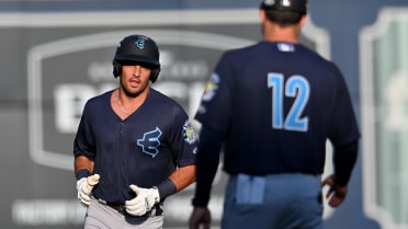 Brandon Eike homers (16) on a fly ball to left center field. Josh Caron scores.