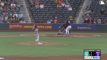 Connor Norby homers (1) on a fly ball to center field.