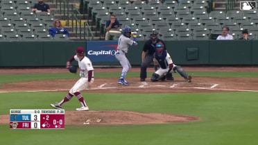 Kendall George singles on a line drive to center fielder Orlando Martinez. Sean McLain scores.