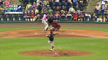 Andy Perez out on a sacrifice fly to left fielder Raudelis Martinez. Dyan Jorge scores.