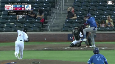 Matt Gorski out on a sacrifice fly to center fielder Bryce Johnson. Zach Ehrhard scores. Alek Thomas to 3rd.