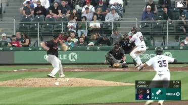 Axel Sanchez out on a sacrifice fly to left fielder Mike Antico. Colin Davis scores.