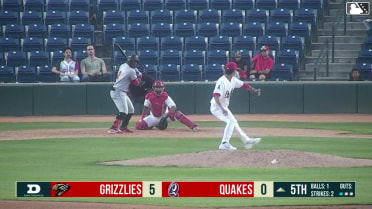 Derek Bernard singles on a ground ball to left fielder Kevyn Castillo. Tanner Thach scores.