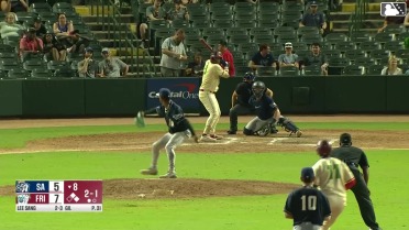 Marcus Lee Sang singles on a line drive to right fielder Tirso Ornelas. Keith Jones II scores. Corey Joyce to 2nd.