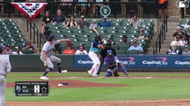 Taylor Trammell triples (1) on a ground ball to right fielder Trevor Hauver.