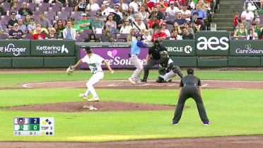 Kade Snell out on a sacrifice fly to center fielder Yerlin Confidan. Kane Kepley scores.